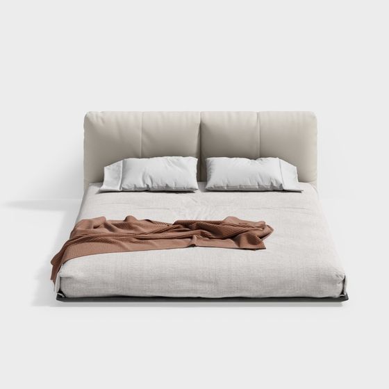 Stylish Low-Poly Bed 3D model for Contemporary Spaces