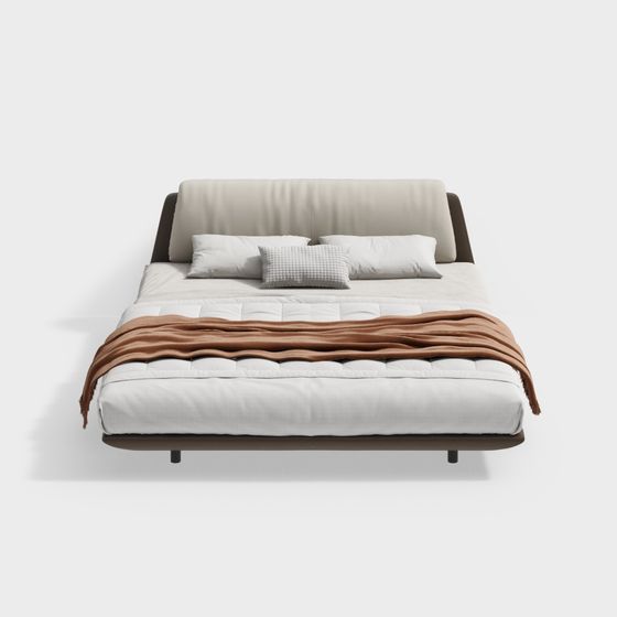 Stylish Low-Polygon Bed 3D Model for Modern Spaces
