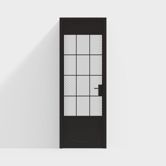 Elegant Low-Poly Black Glass Door 3D model