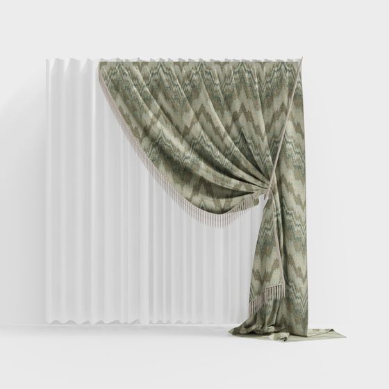 Elegant Low-Poly Wave Curtain 3D model