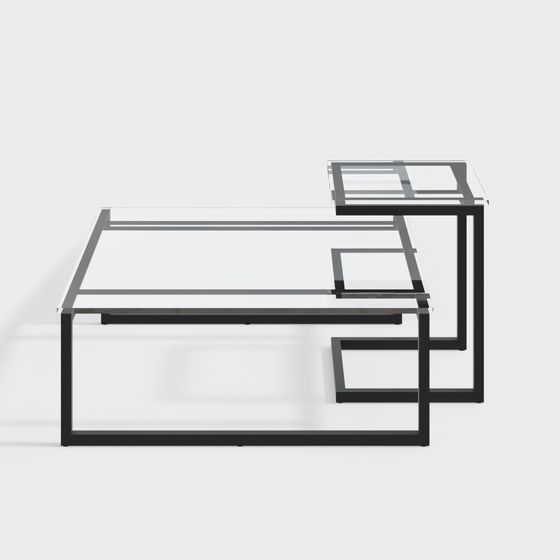 Glass Metal Side Table 3D model