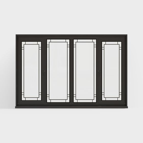 Stylish Low Polygon Black Frame Window 3D model