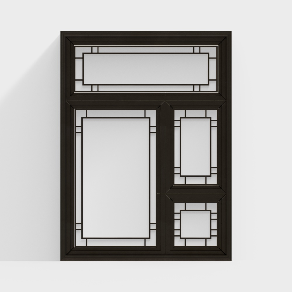 Elegant Low-Poly Black & White Window Model