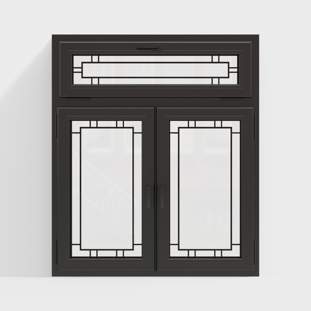 Art Deco Double Door 3D Model – Vintage Black Metal Design