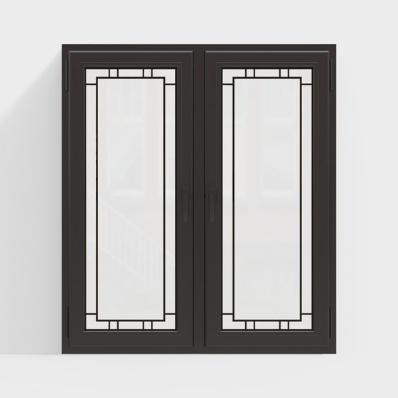 Stylish Low-Polygon Double Door 3D model