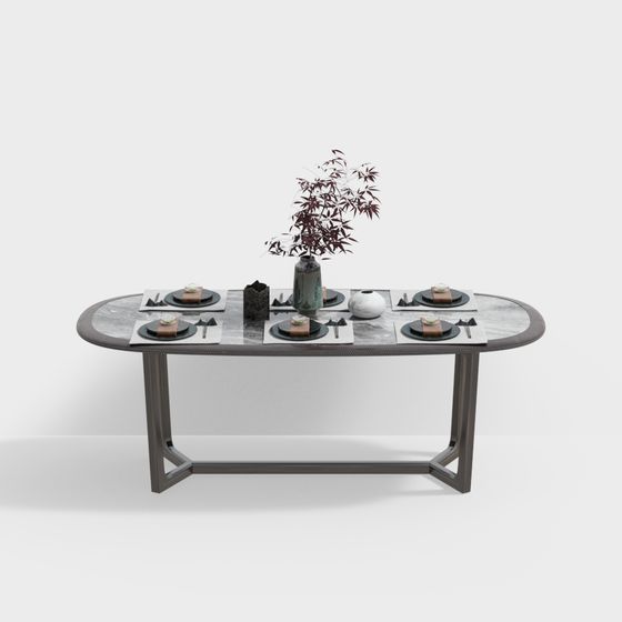 Elegant Oval Dining Table 3D model