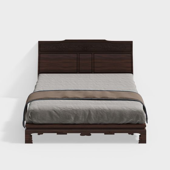 Elegant Low-Polygon Bed Frame 3D Model