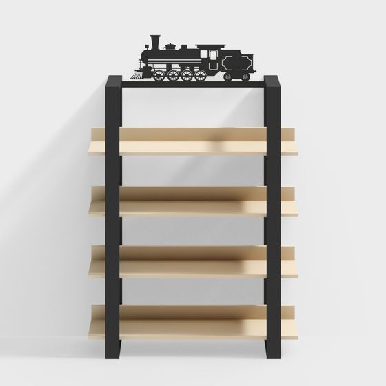 Minimalist Industrial Bookshelf 3D model