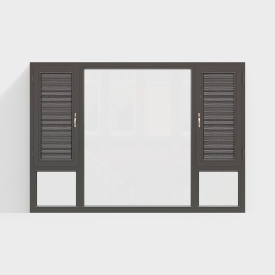 Stylish Low-Polygon Floor-to-Ceiling Window 3D model