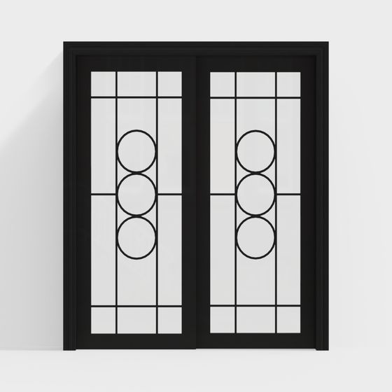 Circle Grid Door 3D model for Modern Spaces