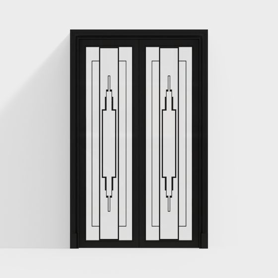 Minimalist Black Glass Door 3D model