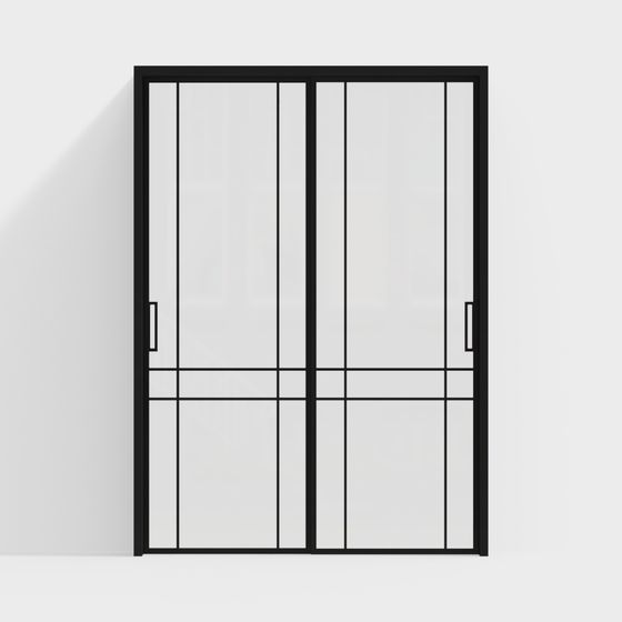 Sleek Glass Sliding Door 3D model