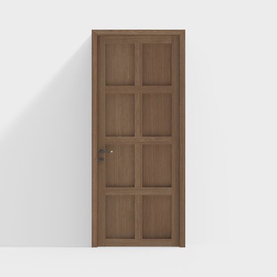 Stylish Six-Panel Wooden Door 3D model for Modern Spaces
