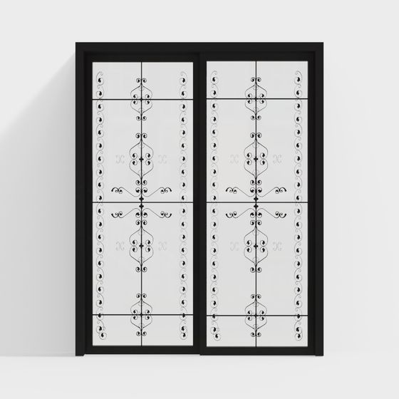Stylish Wrought Iron Double Door 3D model for Various Projects