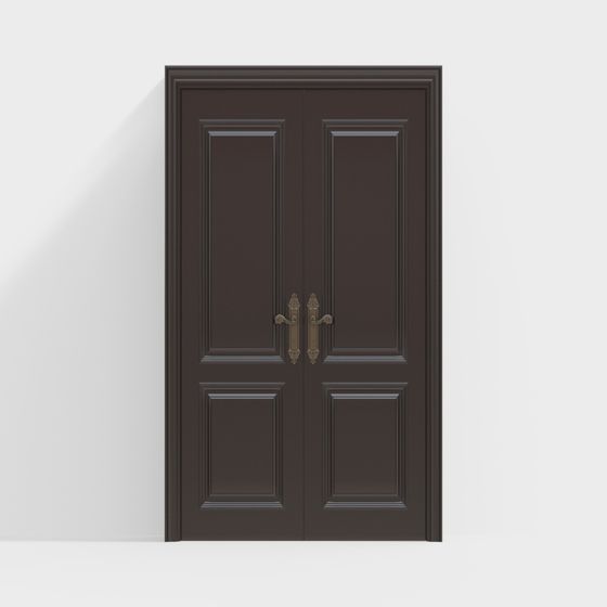 Classic Double Door 3D Model with Low-Poly Design