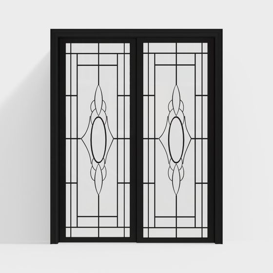 Art Deco Glass Door 3D model