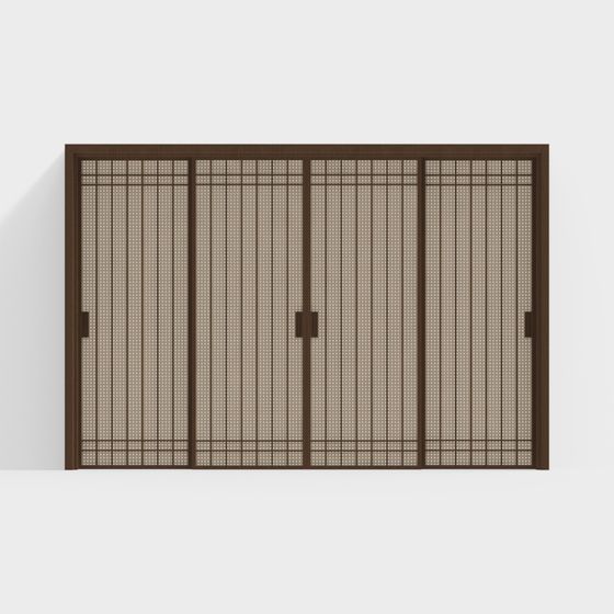 Elegant Low-Polygon Oriental Door 3D model