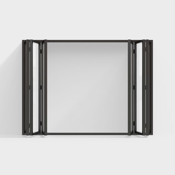 Modern Folding Window 3D Model in Black