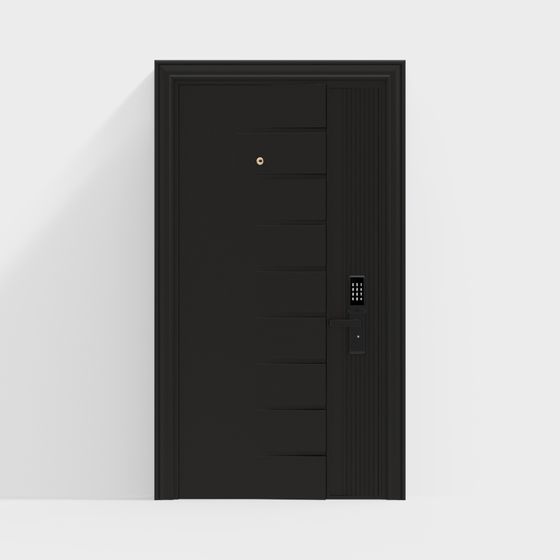 Elegant Black 3D Model Door with Gold Accents