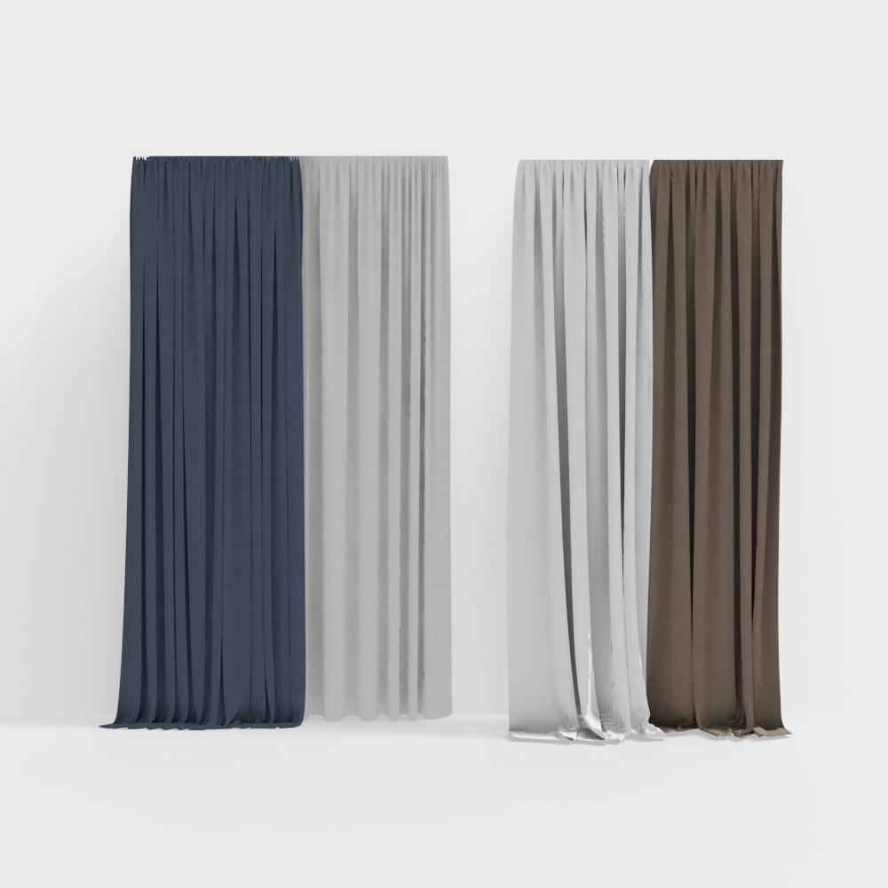 Elegant Low-Poly Curtain 3D Model