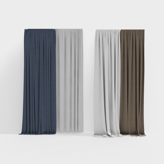 Elegant Low-Poly Curtain 3D Model