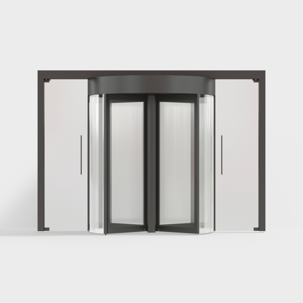 Automatic Revolving Door in Office Building