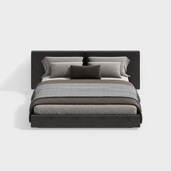 Elegant Low-Poly Bed 3D model for Modern Interiors