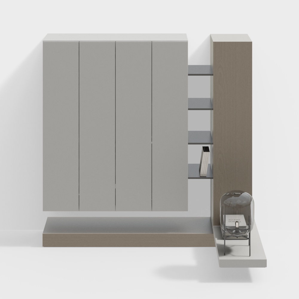 Tủ quần áo treo góc hiện đại có bàn đầu giường