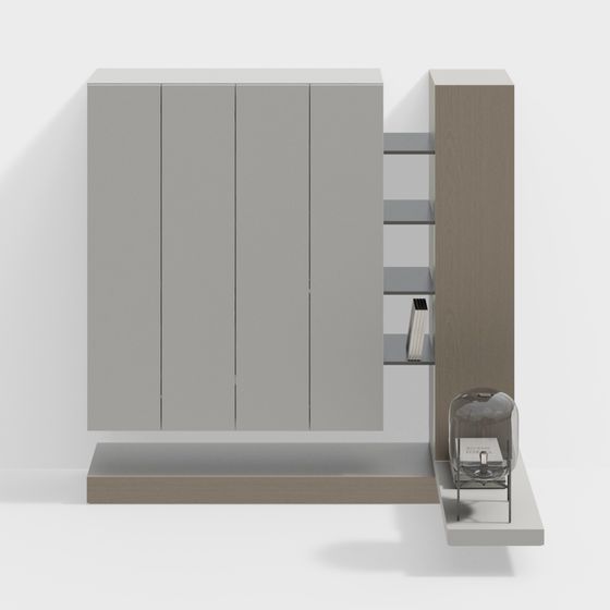 Tủ quần áo treo góc hiện đại có bàn đầu giường