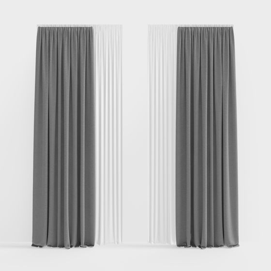 Realistic Gray Low-Poly Curtain 3D model