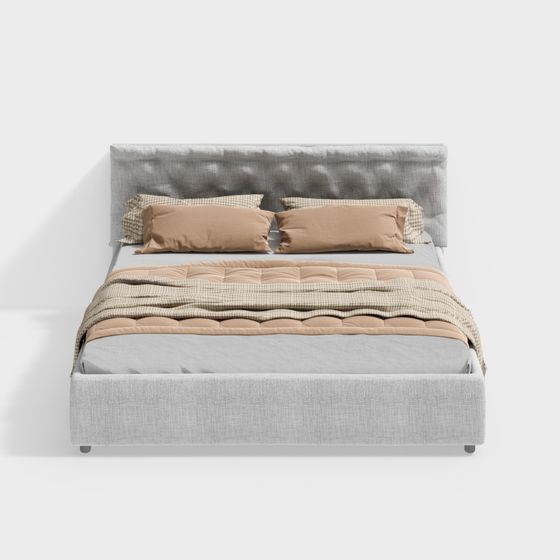 Elegant Low-Poly Bed 3D model for Modern Interiors