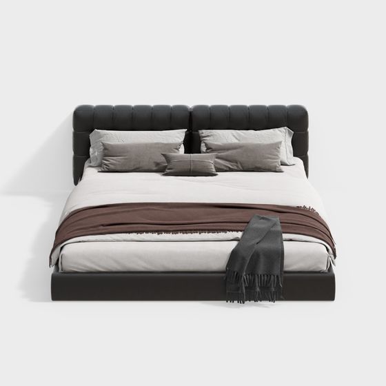 Elegant Low-Poly Bed 3D model for Modern Interiors