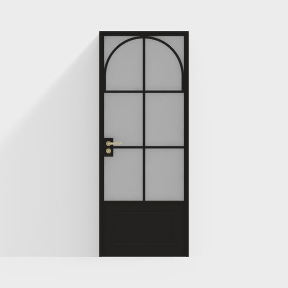 Stylish Arched Glass Door 3D model for Creative Spaces