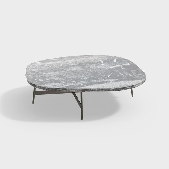 Oval Marble Coffee Table 3D model