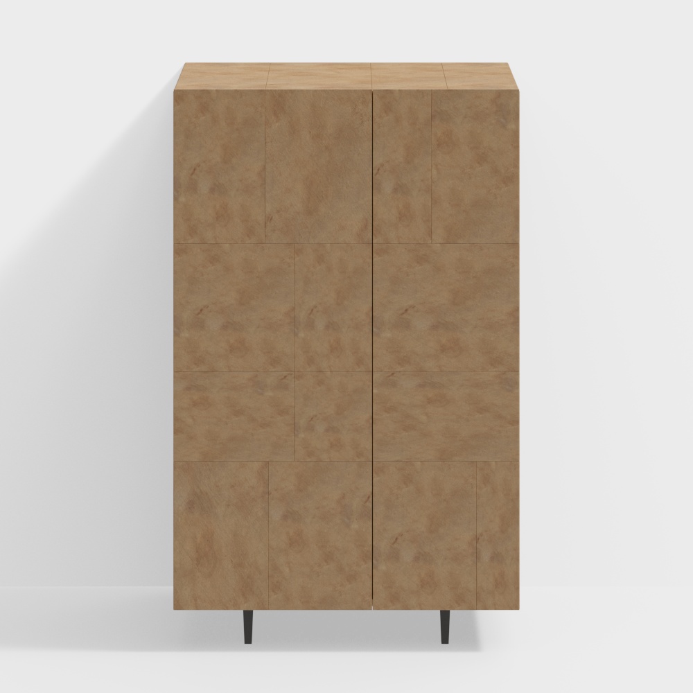 City Window Cabinet 3D Model – Brown Stone Texture