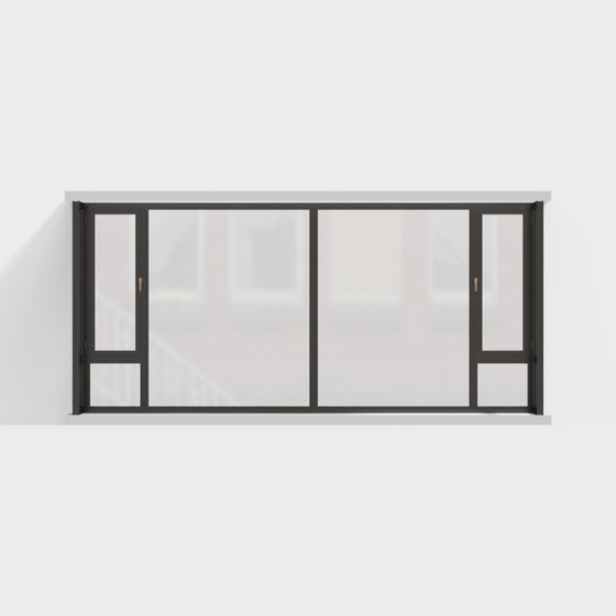 Stylish Low-Polygon Glass Door 3D model