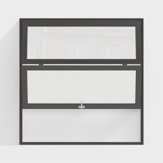 Modern Folding Window 3D Model in Black