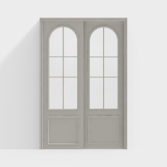 Elegant Double-Leaf Arched Glass Door 3D model