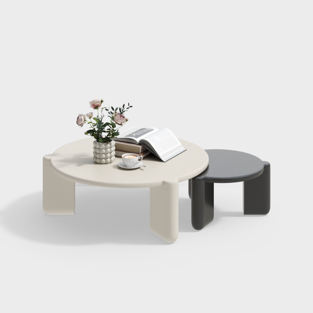 Sleek Low-Poly Coffee Table 3D Model – Curved Design