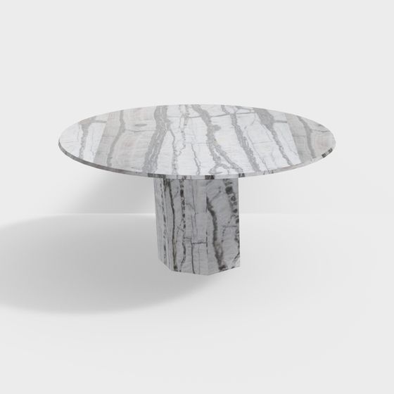 Elegant Marble Round Table 3D Model