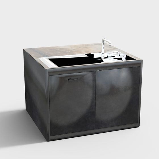 Minimalist Kitchen Sink Cabinet 3D model