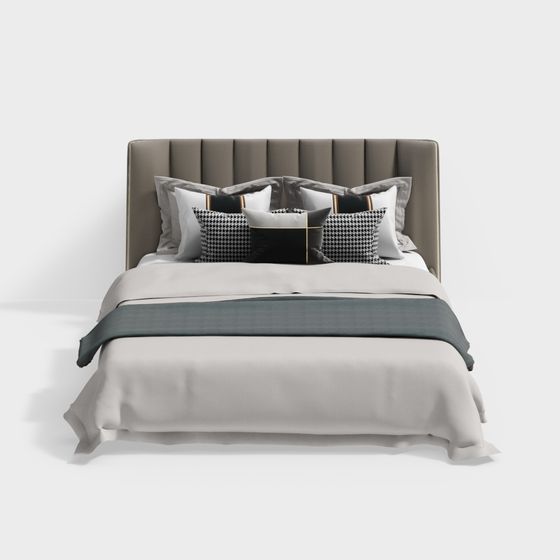 Elegant Low-Poly Bed 3D model