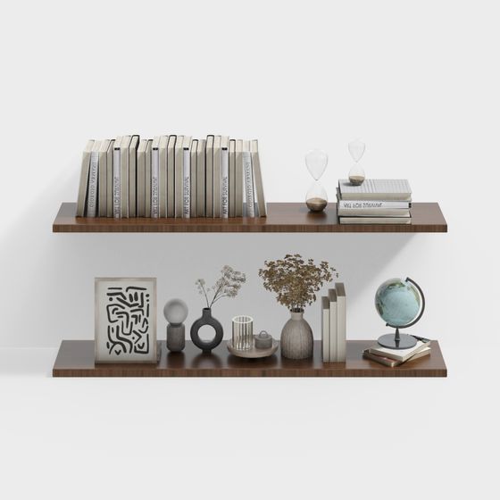Stylish Bookshelf and Decor 3D model