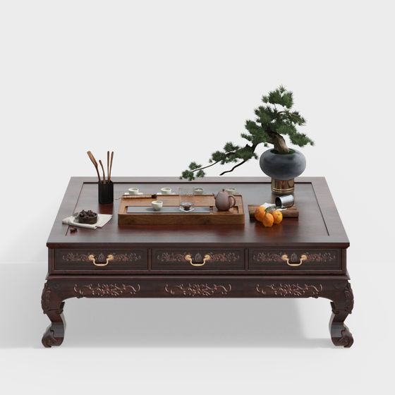 Elegant Chinese Tea Table 3D model