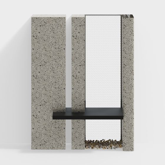 Stylish Marble Brick Partition 3D Model in Beige