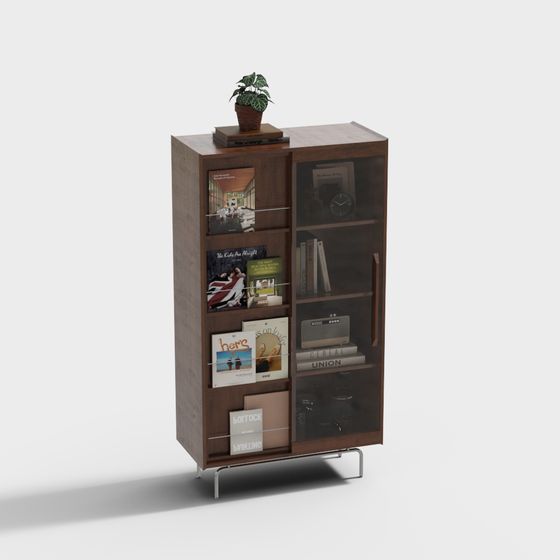 Elegant Low-Polygon Bookshelf 3D model
