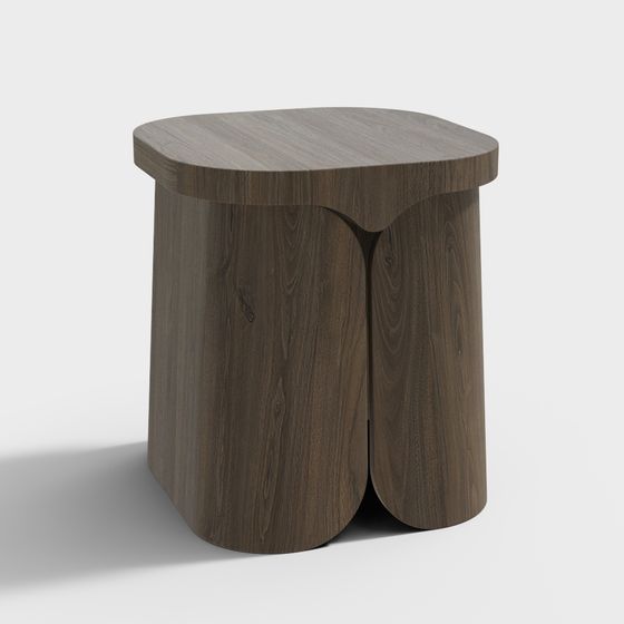 Stylish Dual-Pillar Stool 3D model