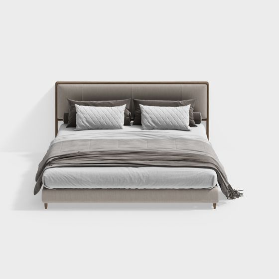 Modern Gray Song-Style Master Bedroom Bed
