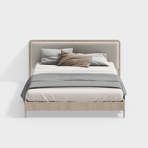 Stylish Low-Poly Bed Frame 3D model for Modern Interiors