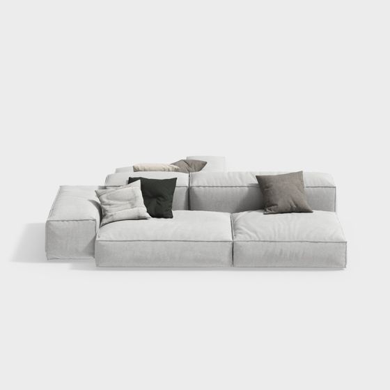 Extrasoft 1 Divani L-Shaped Sofa 3D Model in Orange